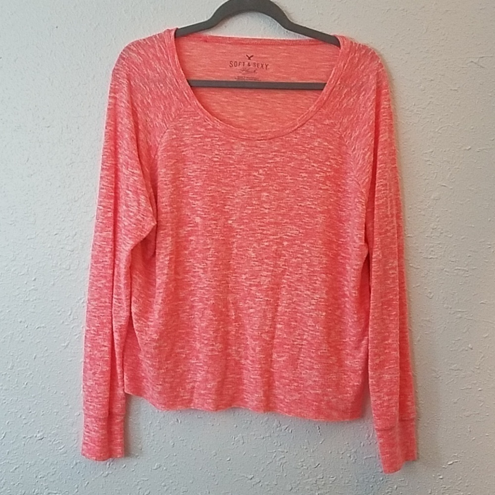 AEO soft & Sexy plush pink sweater cropped medium